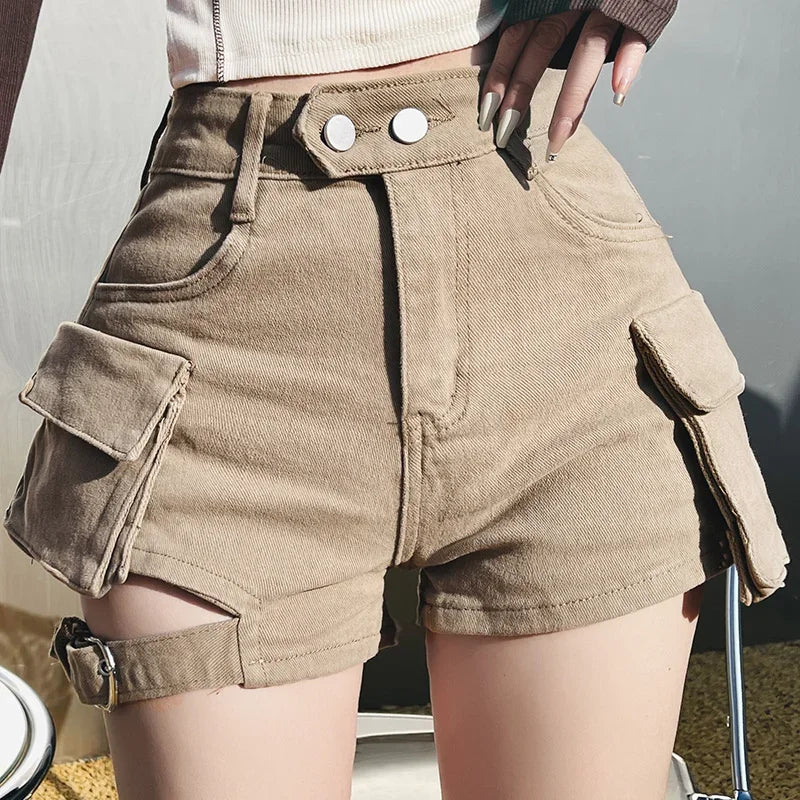 Short en jean taille haute pour femmes