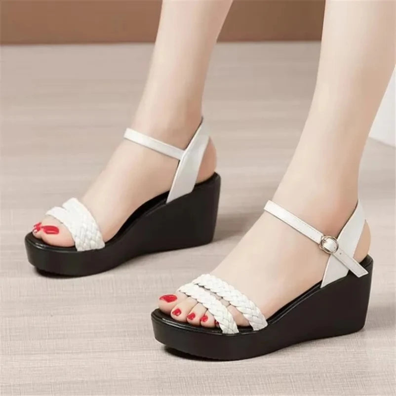 Sandales à bout ouvert pour femmes talon chaussures d'été femme talon compensé femme plate-forme