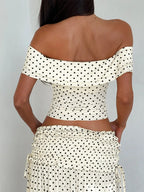 Ensemble 2 pièces haut bustier à nœud sur le côté et jupe slim assortie pour femmes