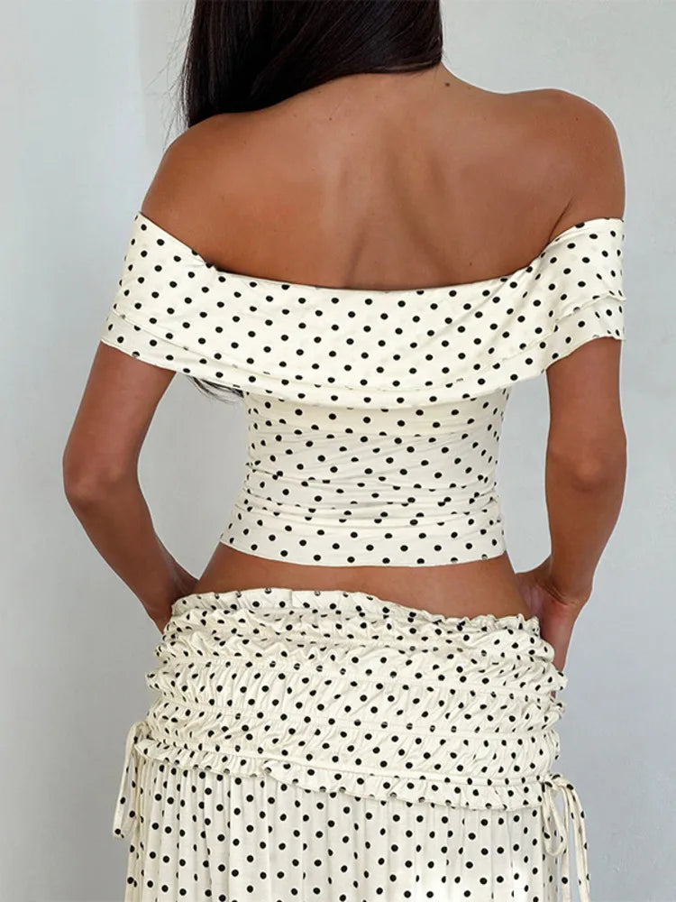 Ensemble 2 pièces haut bustier à nœud sur le côté et jupe slim assortie pour femmes
