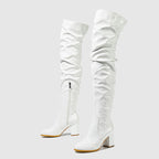 Bottes au genou en cuir verni pour femmes