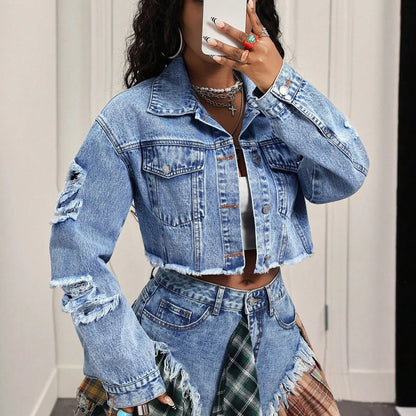Veste en Jean Courte Y2K Streetwear pour Femmes