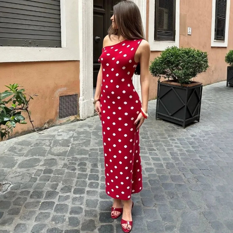 Robe en maille à pois pour femmes