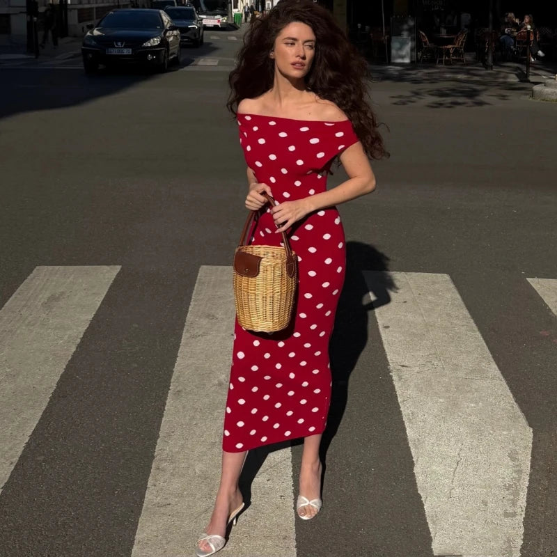 Robe en maille à pois pour femmes