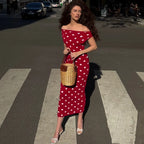 Robe en maille à pois pour femmes