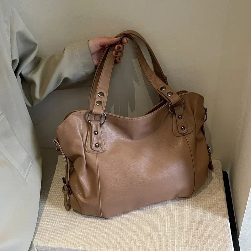 Sac à main de grande capacité en cuir souple pour femmes