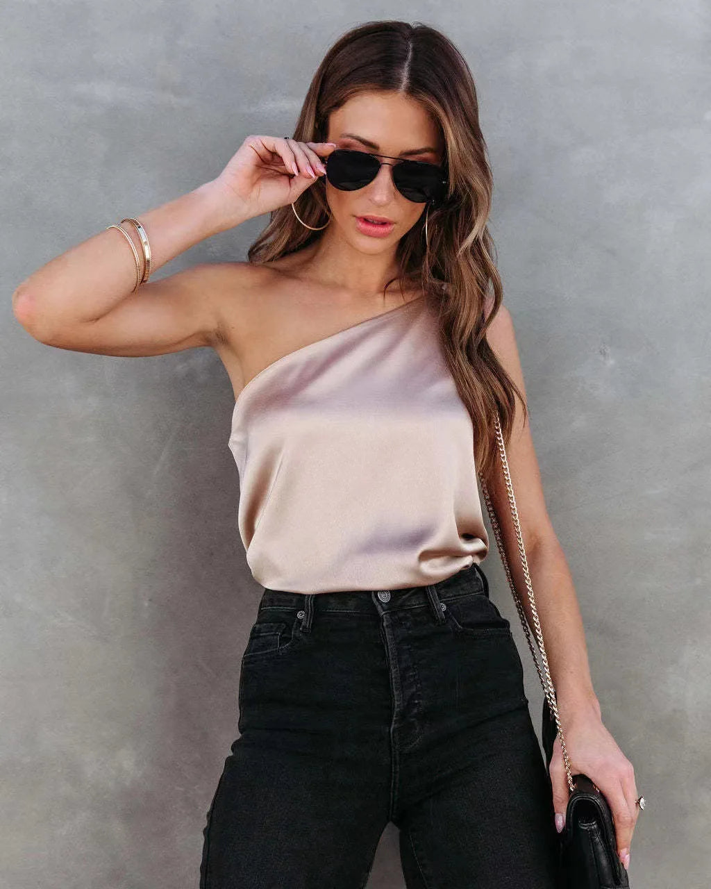 Top en satin décontractées pour femmes