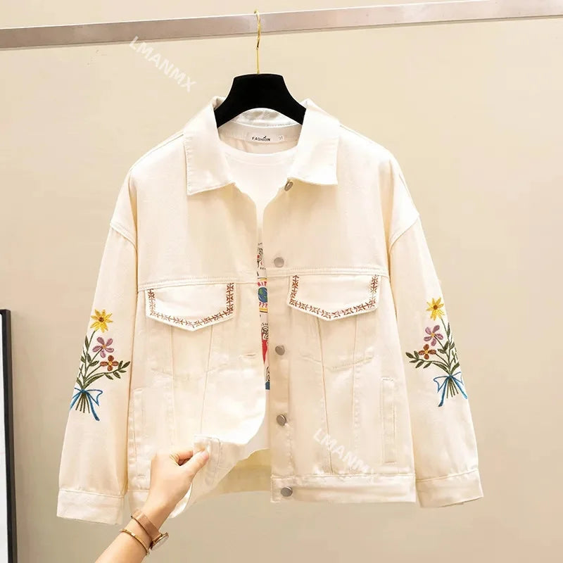 Veste en jean brodée pour femmes