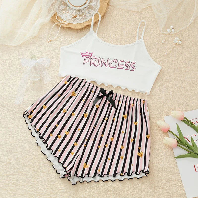 Pyjama d’Été Femme – Débardeur et Short Rayés
