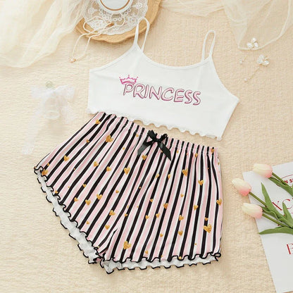 Pyjama d’Été Femme – Débardeur et Short Rayés