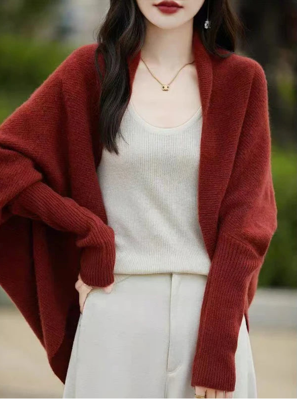 Cardigan en Maille Femme – Manches Chauve-Souris Élégantes