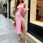 Robe maxi sexy en maille pour femmes