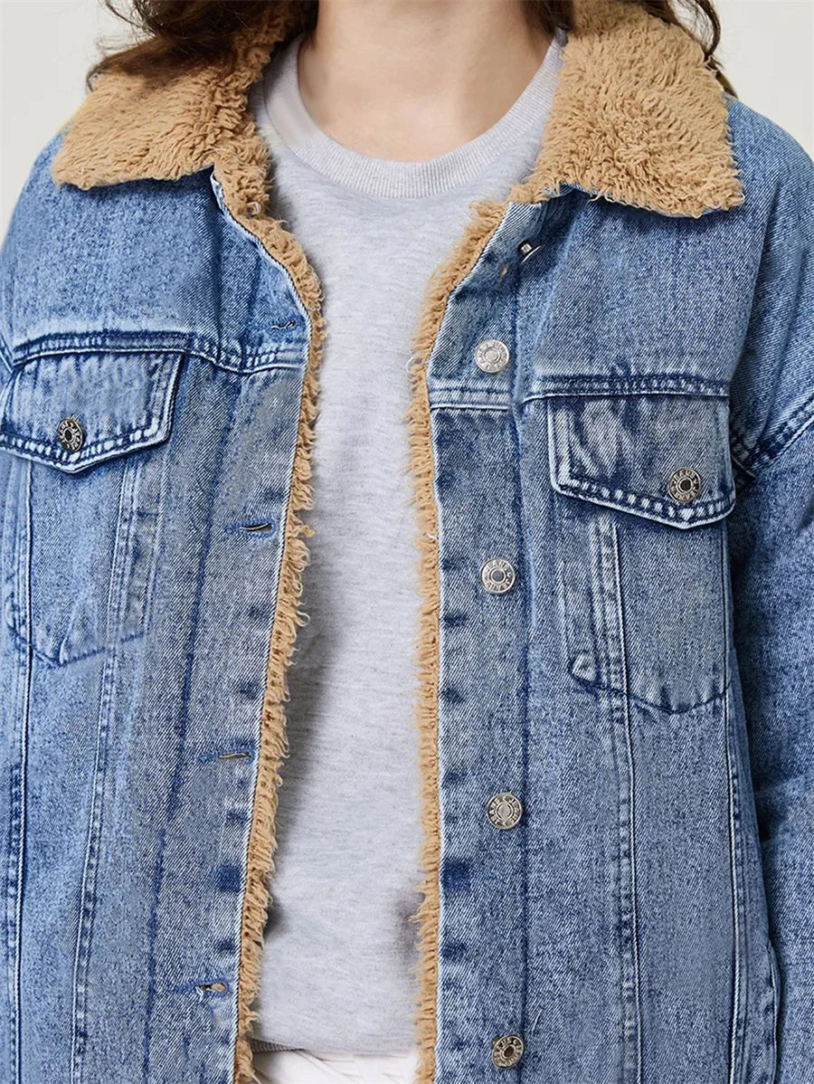 Veste en jean vintage à simple boutonnage pour femmes