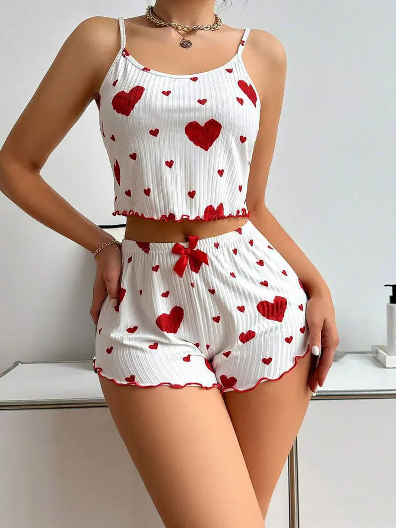 Ensemble pyjama avec débardeurs à fines bretelles + shorts pour femmes