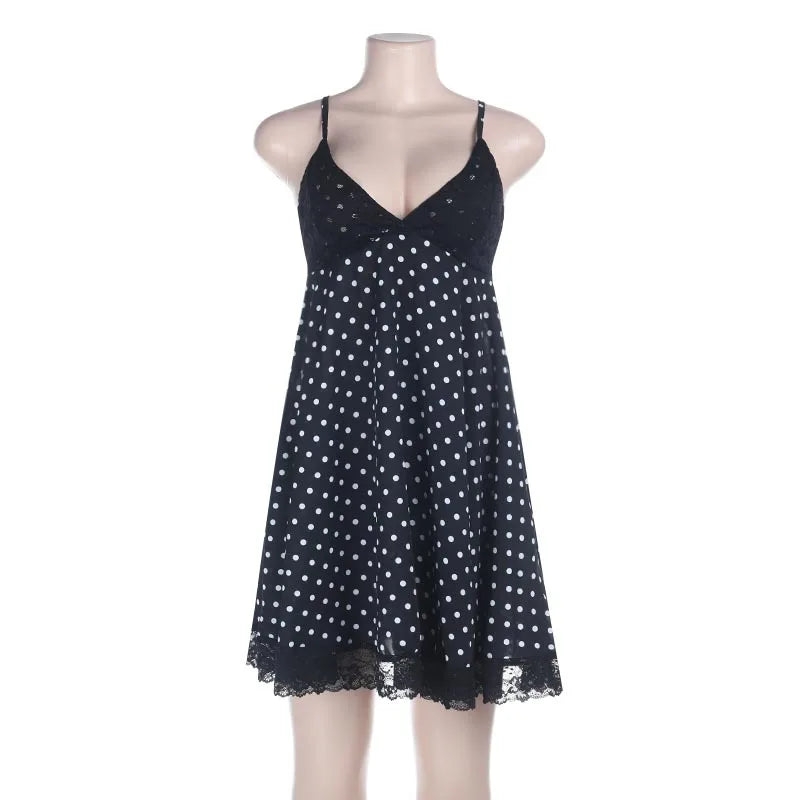 Robe mini d'été sexy à pois dos nu pour femmes