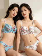 Ensemble bralette et culotte assortie à imprimé floral pour femmes