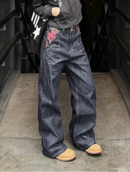 Jean Cargo Baggy Femme – Denim Bleu Rétro Japonais