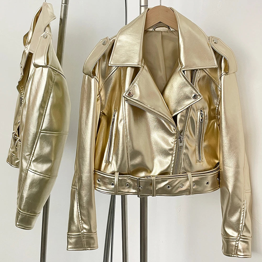 Veste en faux cuir pour femmes