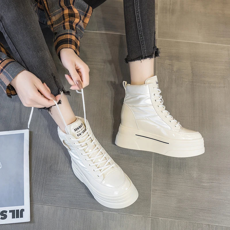 Bottines de neige en cuir de vache véritable pour femme