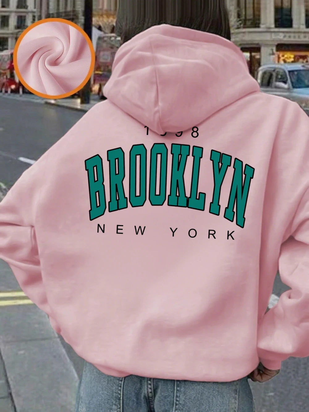 Sweat à capuche imprimé New York Brooklyn 1898 pour femmes