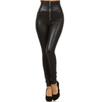 Leggings en cuir PU taille haute pour femmes