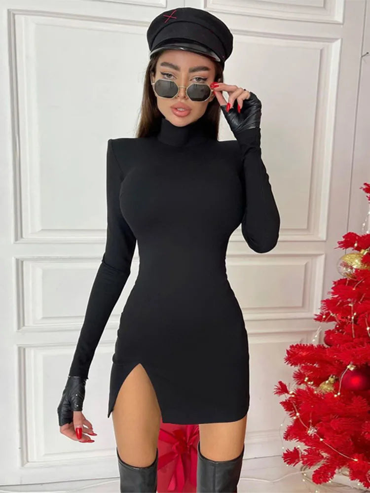Mini robe moulante à manches longues pour femmes
