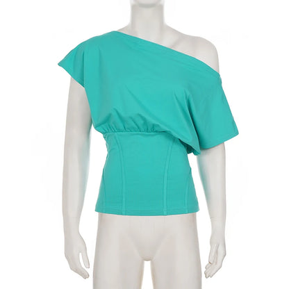 T-Shirt Femme – Manches Courtes et Épaules Dénudées