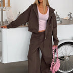 Ensemble deux pièces survêtement avec fermeture éclair et pantalon pour femmes