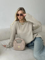 Pull basique tricoté col rond pour femmes