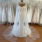 Robe de mariée sirène en dentelle avec cape pour femmes