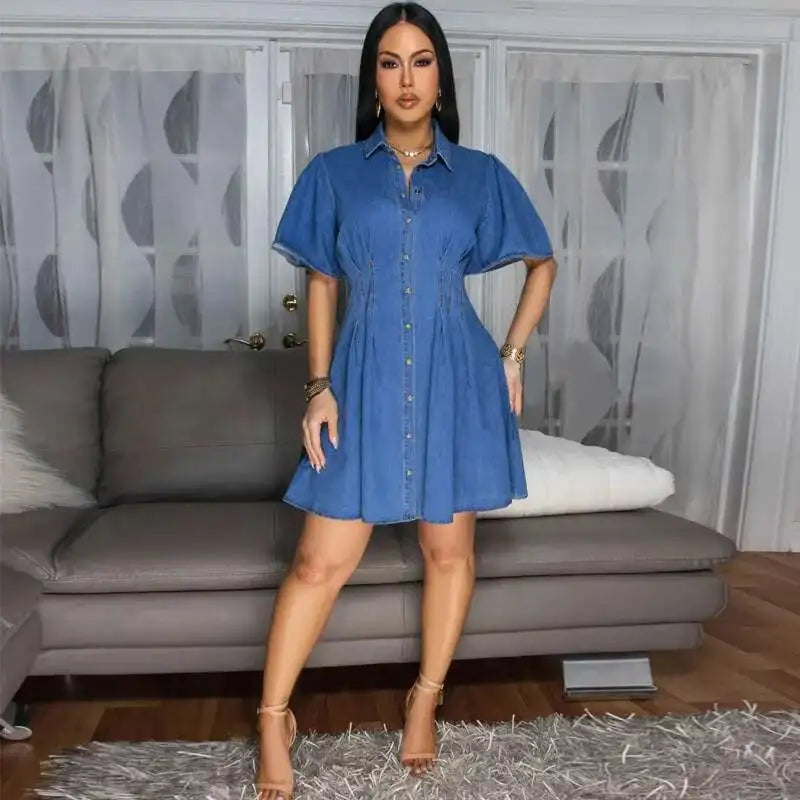 Robe en jean taille minceur pour femmes