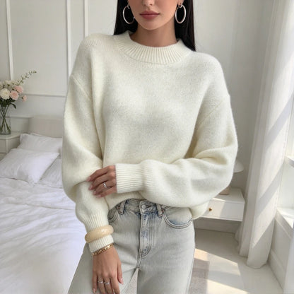 Pull en Maille Épaisse Femme – Doux et Col Rond