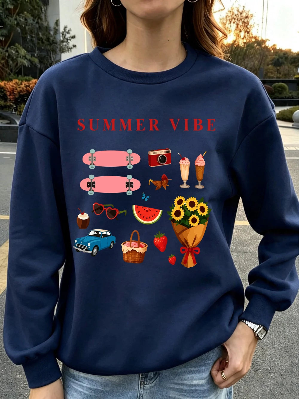 Sweat-shirts imprimés à motifs estivaux pour femmes