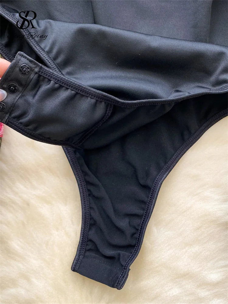 Bodys vintage broderie gaze col montant à manches longues pour femmes