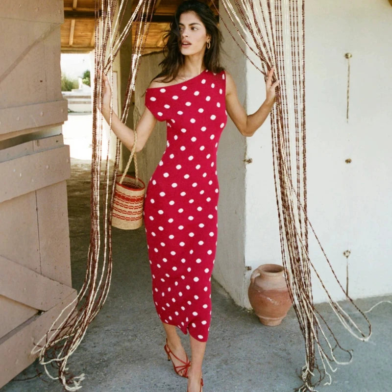 Robe en maille à pois pour femmes