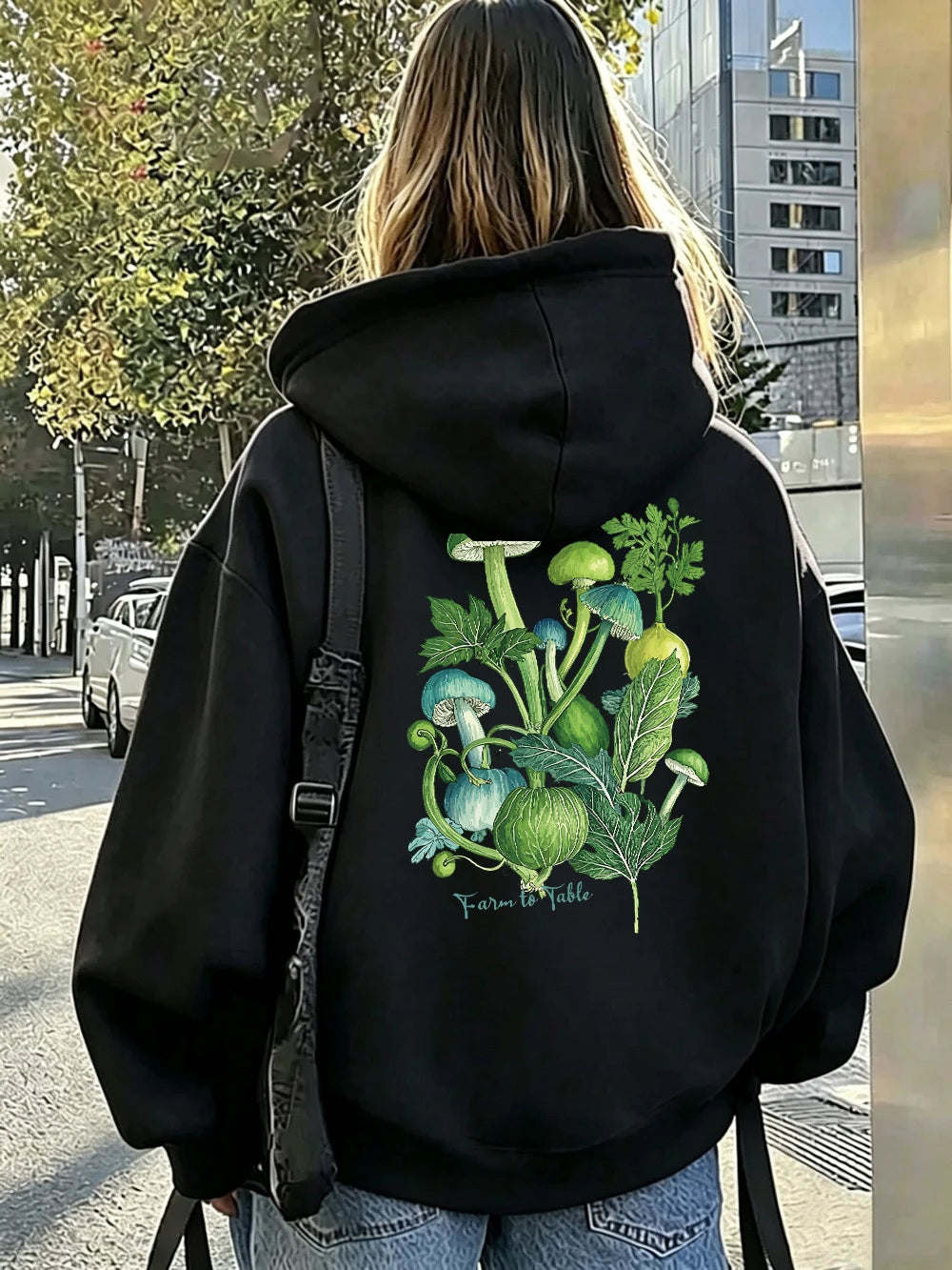 Sweat-shirts à capuche imprimés Farm To Table pour femmes
