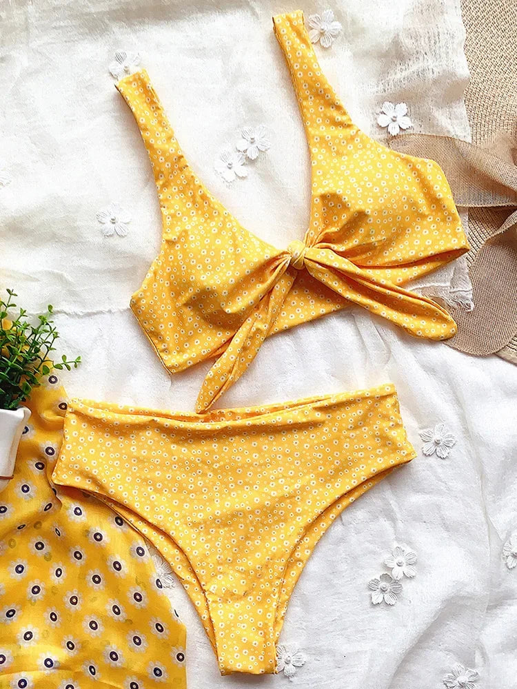 Maillot de bain deux pièce taille haute pour femmes