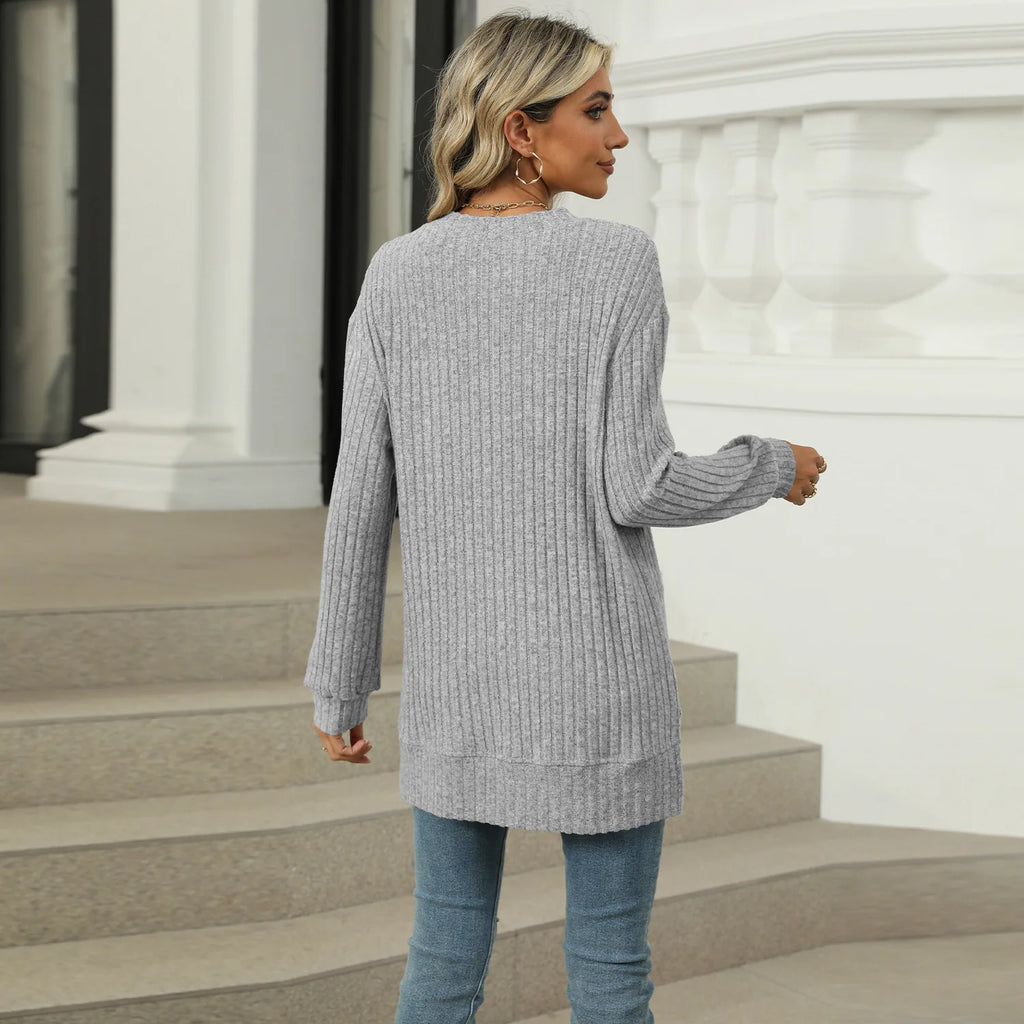 T-shirt à manches longues fendu pour femmes
