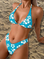 Maillots de bain deux pièces floral double sangle pour femmes