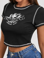 T-shirt manches courtes col rond femmes
