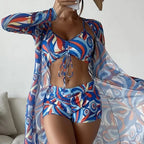 Maillot de bain trois pièces push-up pour femmes