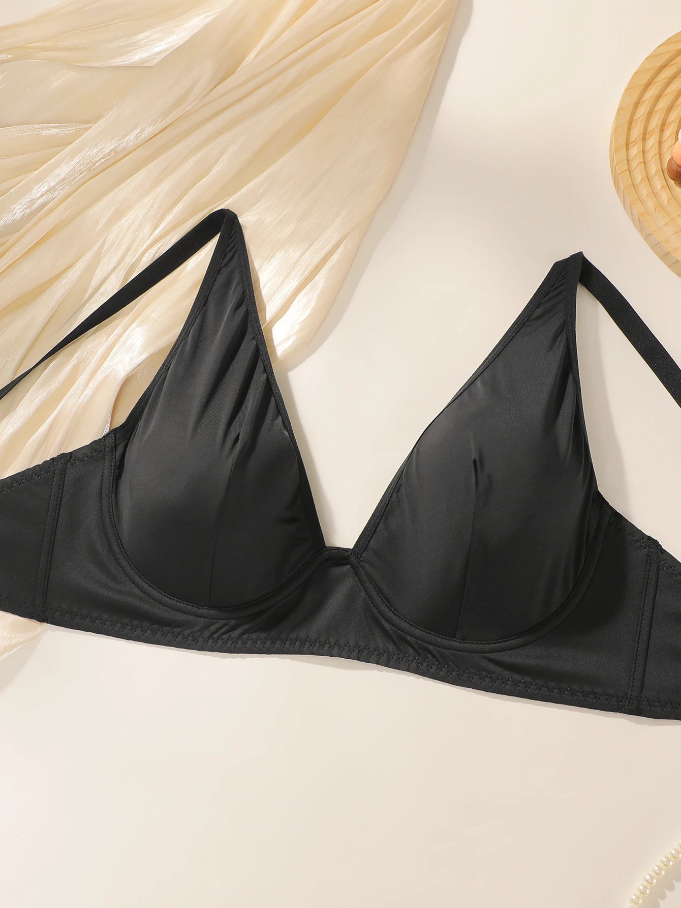 Soutien-gorge demi-tasse de couleur unie lisse pour femmes