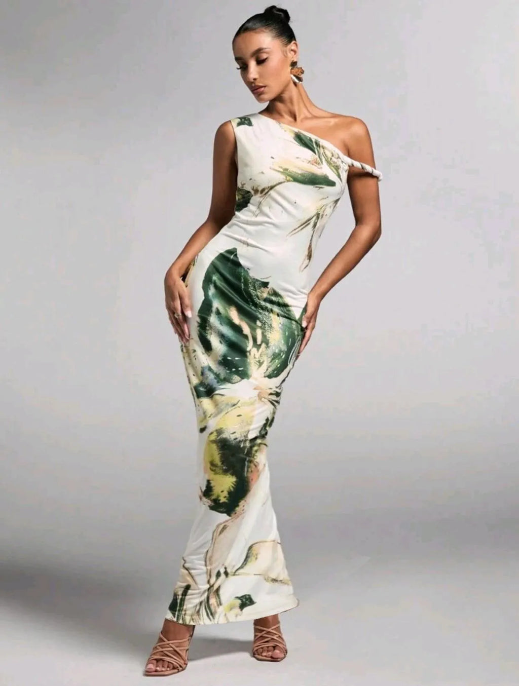 Robe longue décontractée à imprimé floral, sans manches pour femmes