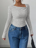 T-Shirt asymétrique plissé pour femme