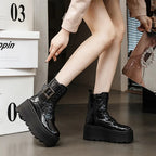 Bottines en cuir véritable pour femmes