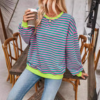 Sweat-shirt rayé surdimensionné pour femmes