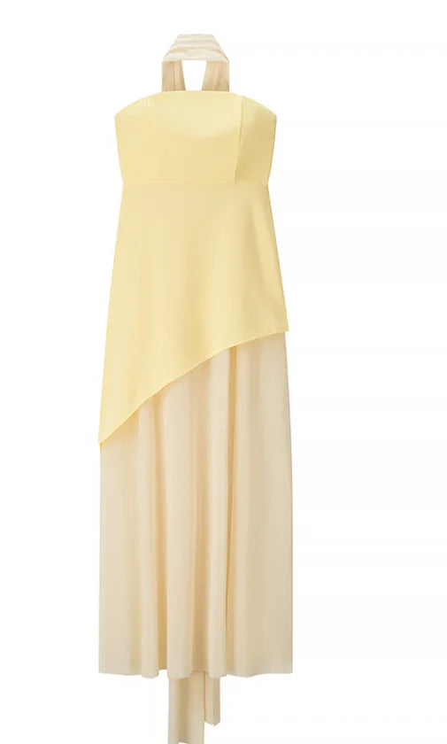 Robe longue en ruban sans bretelles pour femmes