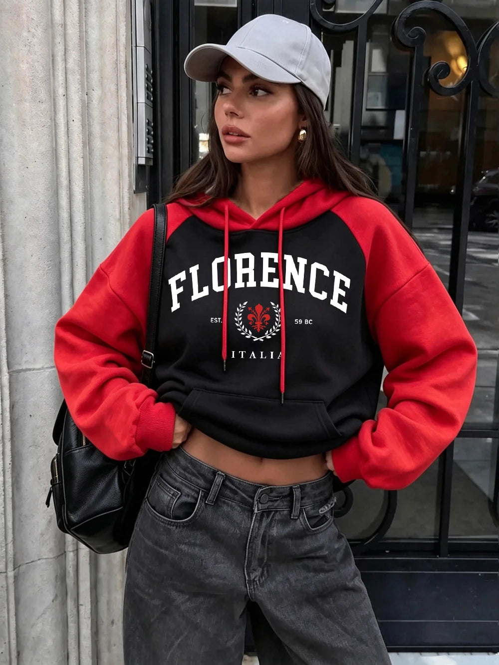 Sweat à capuche raglan imprimé Florence pour femmes