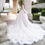 Robe de mariée élégante et romantique à manches longues pour femmes