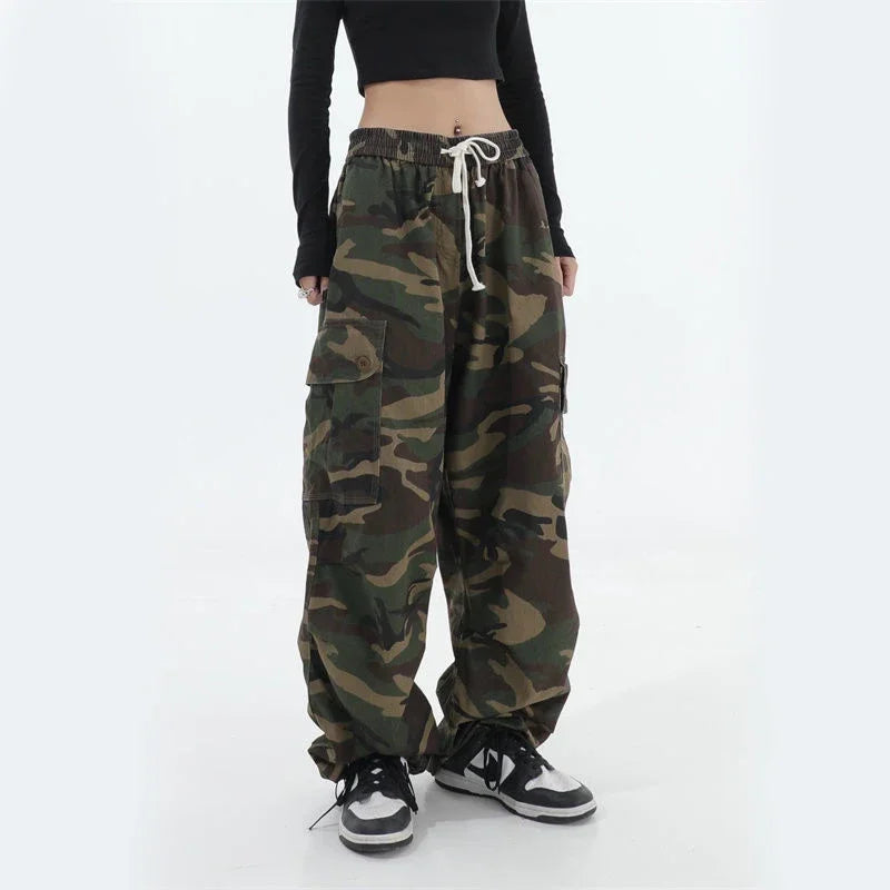 Pantalon cargo camouflage 100 % coton pur pour femmes